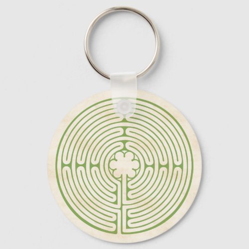 Chartres Labyrinth Green Keychain