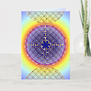 Chartres Labyrinth Pearl Light Paths Blank Card