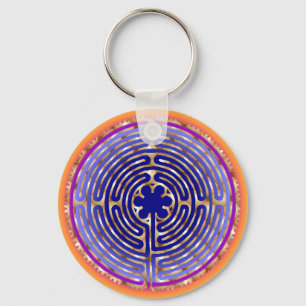 Chartres Labyrinth Pearl Light Paths Keychain