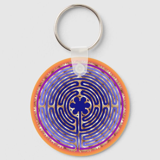 Chartres Labyrinth Pearl Light Paths Keychain (Front)