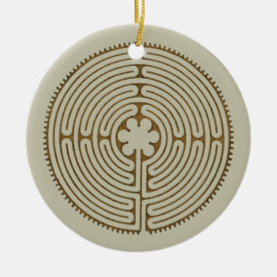 Chartres Labyrinth - Spiritual Symbol Antique 1 Ceramic Ornament