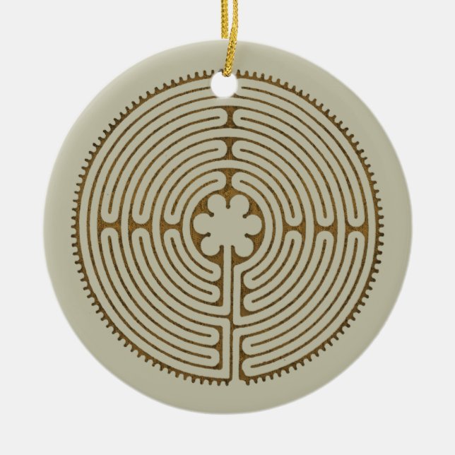 Chartres Labyrinth - Spiritual Symbol Antique 1 Ceramic Ornament (Front)