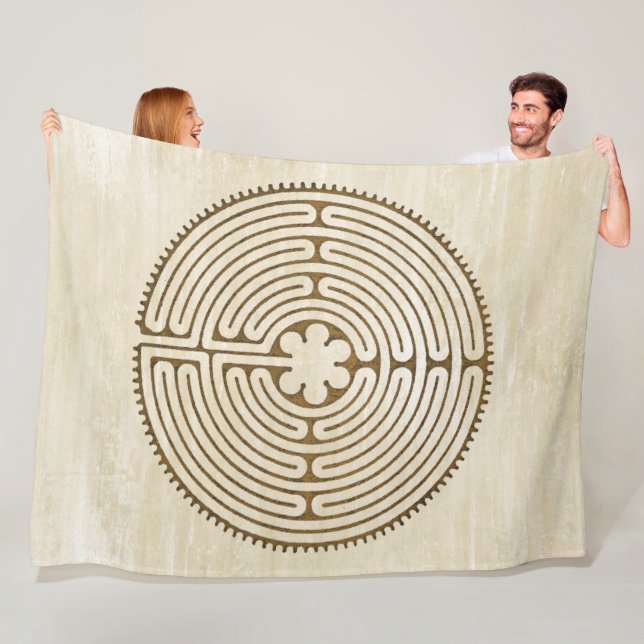Chartres Labyrinth - Spiritual Symbol Antique 1 Fleece Blanket (In Situ)