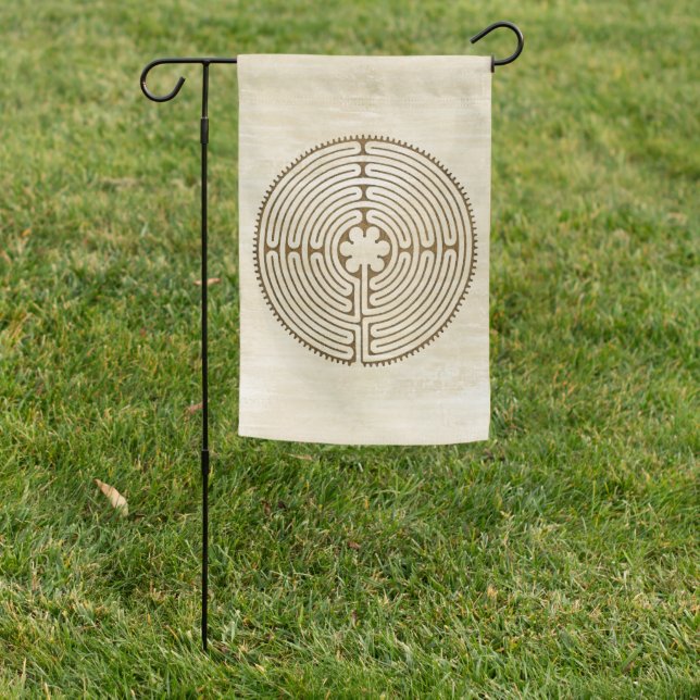 Chartres Labyrinth - Spiritual Symbol Antique 1 Garden Flag (In SItu)