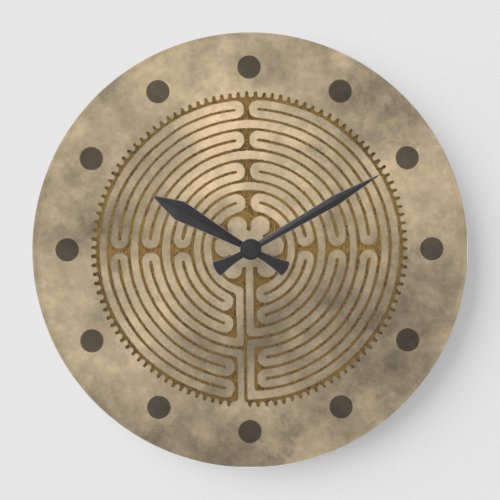 Chartres Labyrinth _ Spiritual Symbol Antique 1 Large Clock