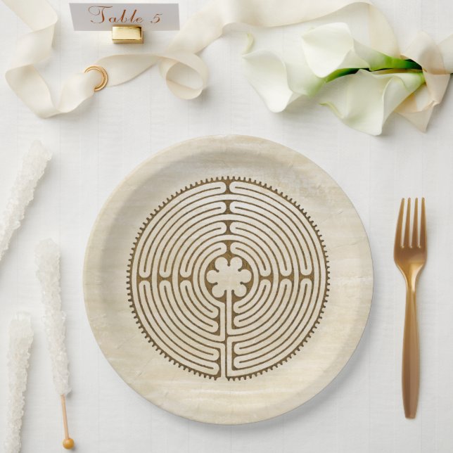 Chartres Labyrinth - Spiritual Symbol Antique 1 Paper Plates (Wedding)