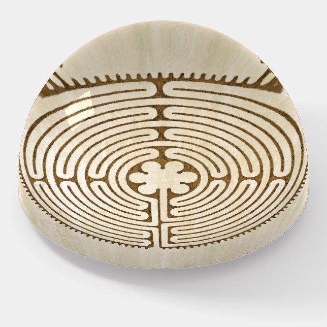 Chartres Labyrinth - Spiritual Symbol Antique 1 Paperweight (Angled)