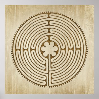 Chartres Labyrinth - Spiritual Symbol Antique 1 Poster by EDDArtSHOP at Zazzle