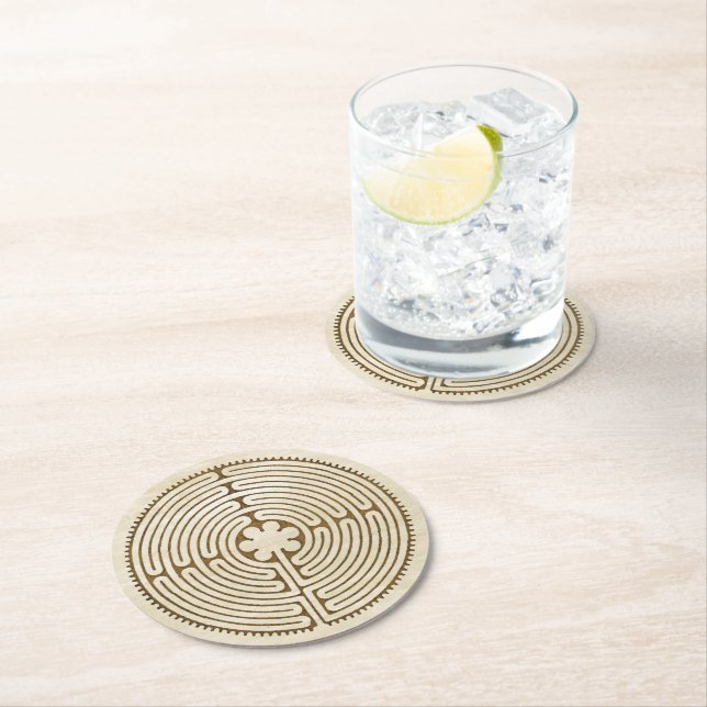 Chartres Labyrinth - Spiritual Symbol Antique 1 Round Paper Coaster (Insitu)