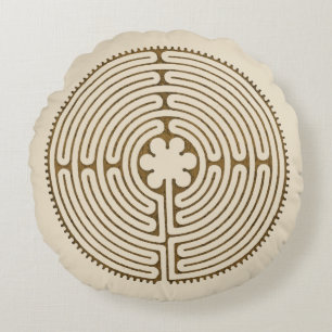 Chartres Labyrinth - Spiritual Symbol Antique 1 Round Pillow