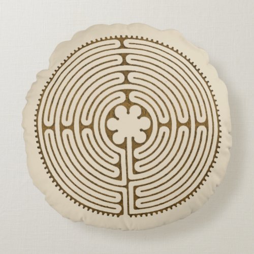 Chartres Labyrinth _ Spiritual Symbol Antique 1 Round Pillow