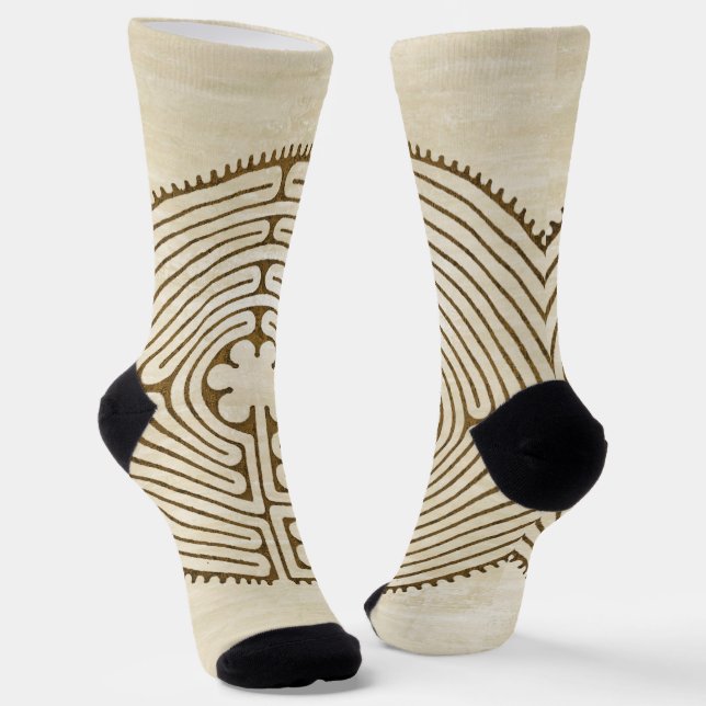 Chartres Labyrinth - Spiritual Symbol Antique 1 Socks (Angled)