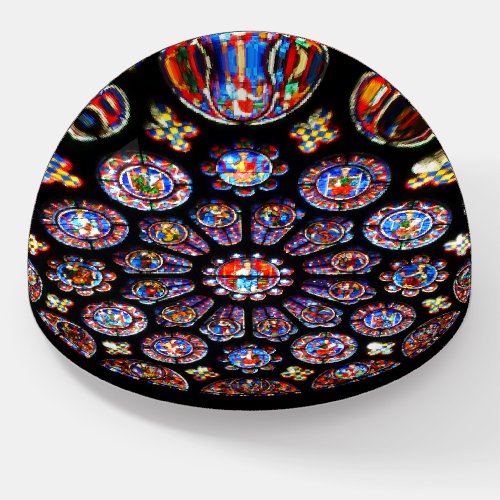 Chartres Rose Window Enhanced Color Paperweight