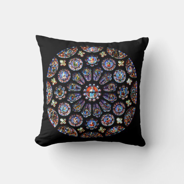 Chartres Rose Window Throw Pillow (Front)