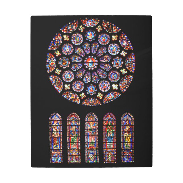 Chartres Stained Glass Metal Print (Front)