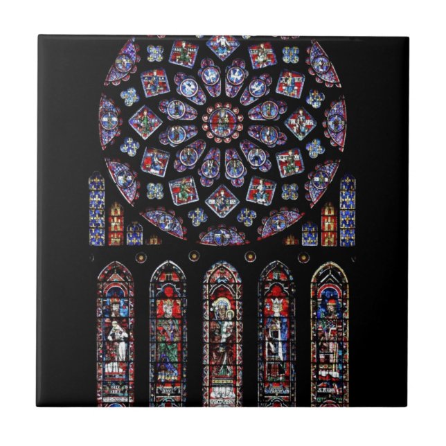 CHARTRES VI STAINED GLASS CERAMIC TILE (Front)