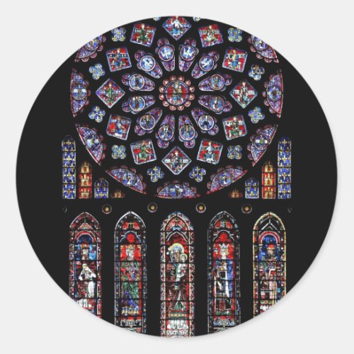 CHARTRES VI STAINED GLASS CLASSIC ROUND STICKER