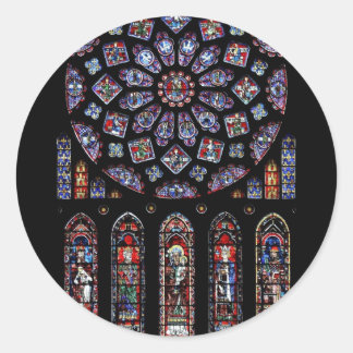 CHARTRES VI STAINED GLASS CLASSIC ROUND STICKER