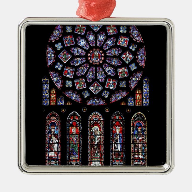 CHARTRES VI STAINED GLASS METAL ORNAMENT (Front)