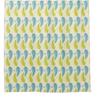 Chartreuse and Aqua leaves shower curtain