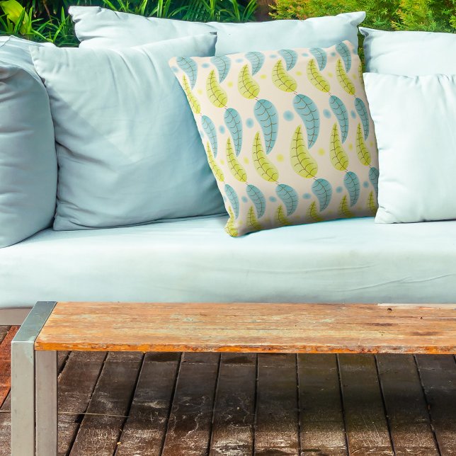 Chartreuse and Aqua leaves throw pillow (Creator Uploaded)