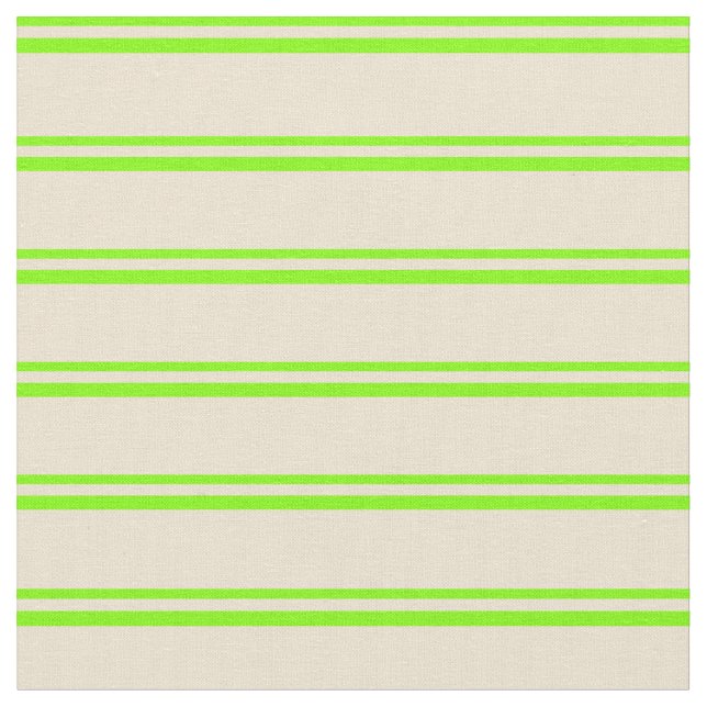 Chartreuse and Beige Colored Lines Pattern Fabric (Close Up)