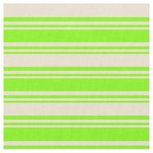 Chartreuse and Beige Lined/Striped Pattern Fabric (Close Up)