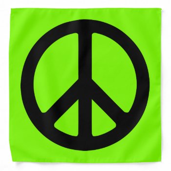 Chartreuse And Black Peace Symbol Bandana by peacegifts at Zazzle