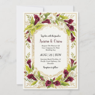 chartreuse and burgundy wedding invitations