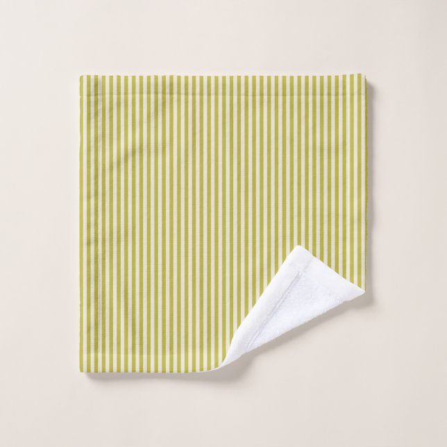 Chartreuse and Cream Simple Striped Pattern  Wash Cloth (Wash Cloth)