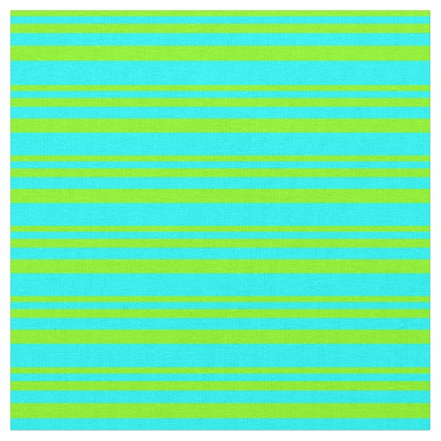 Chartreuse and Cyan Lines Pattern Fabric (Close Up)