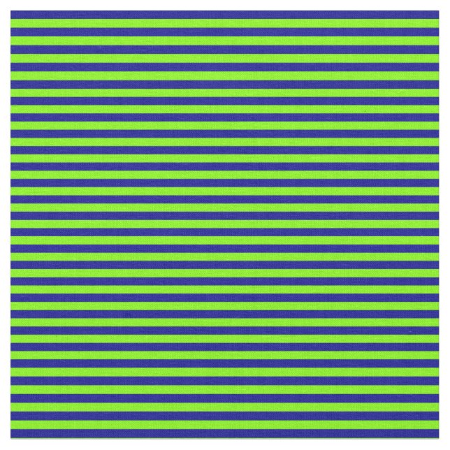 Chartreuse and Dark Blue Colored Stripes Fabric (Close Up)