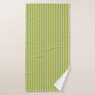 Chartreuse and Pistachio Green Retro Color Striped Bath Towel Set