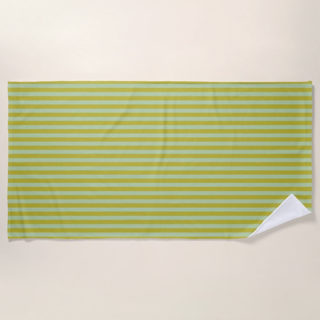Chartreuse and Pistachio Green Stripes  Beach Towel (Front)