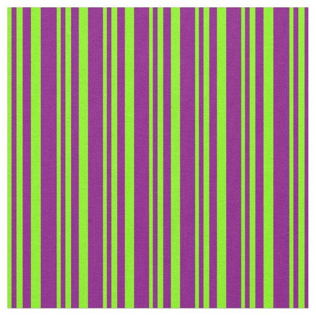 Chartreuse and Purple Stripes Fabric (Close Up)