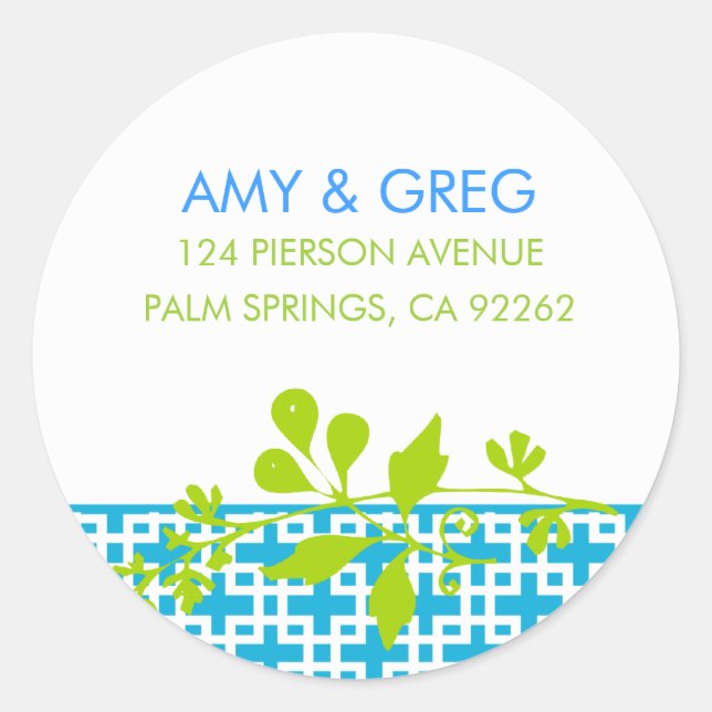 Chartreuse and Turquoise Address Labels (Front)