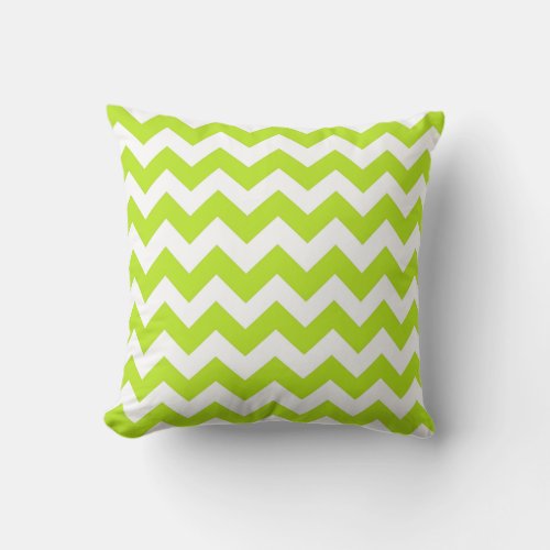 Chartreuse and White Chevron Zig Zag Pillow