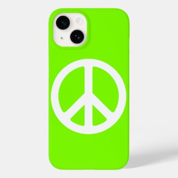 Chartreuse And White Peace Sign Case-mate Iphone 14 Case by peacegifts at Zazzle