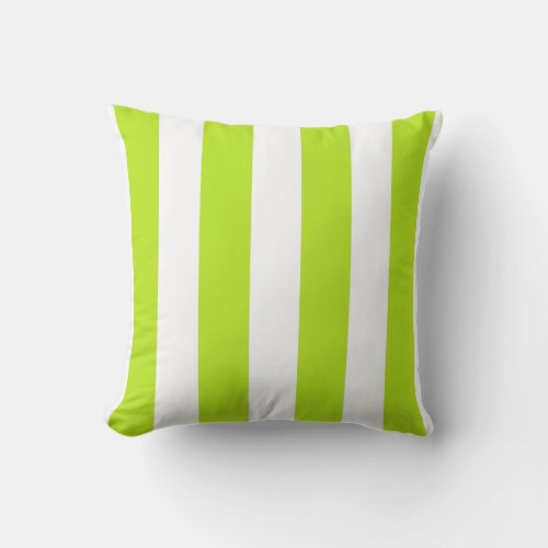 Chartreuse and White Striped Throw Pillow