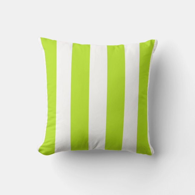 Chartreuse and White Striped Throw Pillow (Front)