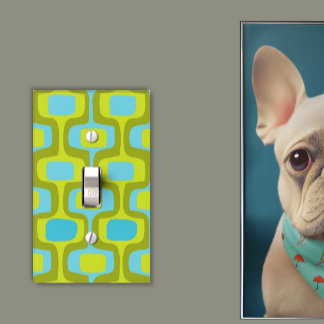 Chartreuse Aqau Olive Mid-Century Modern Geometric Light Switch Cover