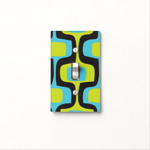Chartreuse Aqua Mid-Century Modern Geometric Light Switch Cover