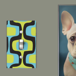 Chartreuse Aqua Mid-Century Modern Geometric Light Switch Cover