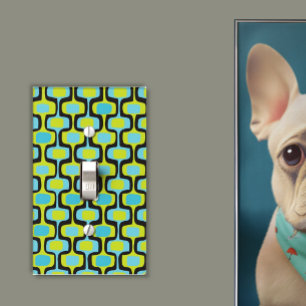 Chartreuse Aqua Mid-Century Modern Geometric Light Switch Cover
