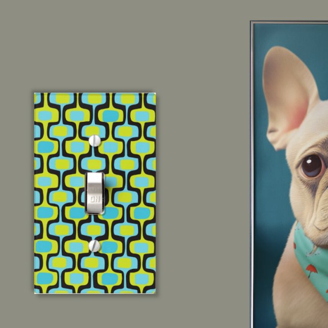 Chartreuse Aqua Mid-Century Modern Geometric Light Switch Cover (Creator Uploaded)