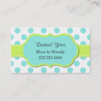 Chartreuse & Aquamarine Mommy Play Date Card