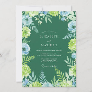 Chartreuse Azure Foliage Eucalyptus Wedding Invitation