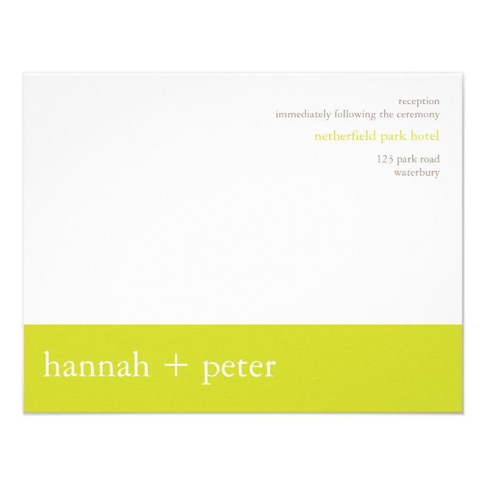 Chartreuse Banner  Reception Invitation