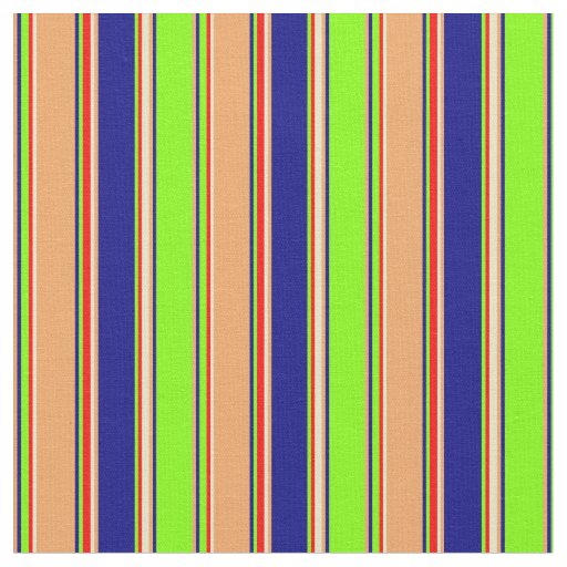 Chartreuse, Blue, Brown, Goldenrod & Red Lines Fabric