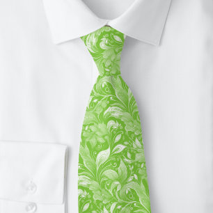 Chartreuse Botanical Batik Neck Tie
